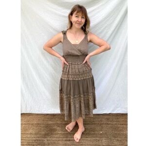 Sundance Boho Mixed print tiered midi Dress